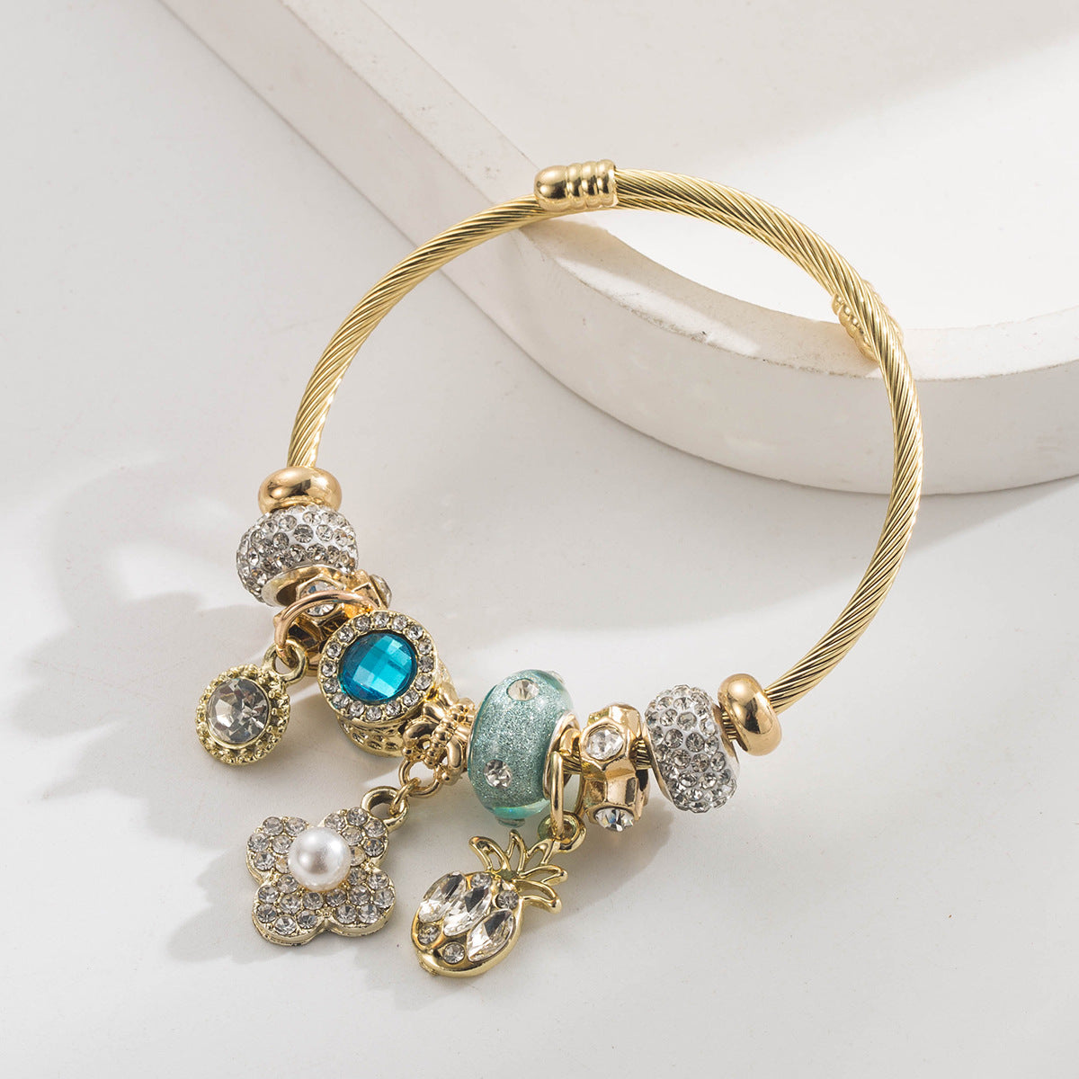 Vintage Pearl Flower Stainless Steel Bracelet