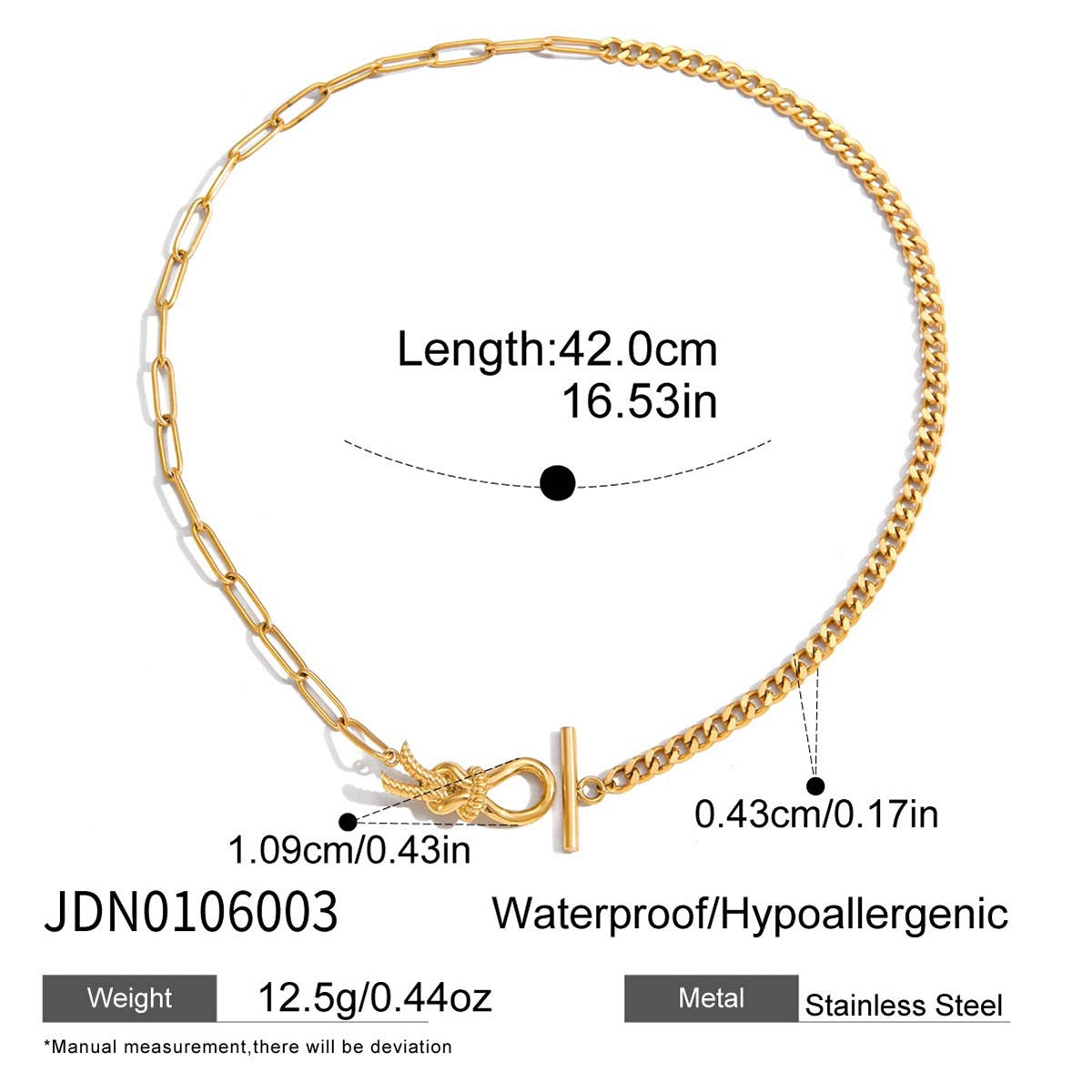 A unique and luxurious stainless steel clavicle chain with a knotted design.