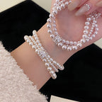 Manta Rose Crystal Pearl Two-Tone Three-Layer Micro-Patterned Zirconia Bracelet