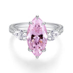 925 Sterling Silver Pink High Carbon Diamond Crush Ice Flower Ring