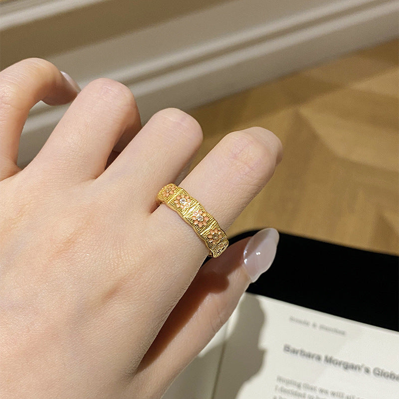 925 Sterling Silver Pink Enamel Flower Ring