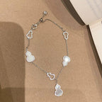 Fortune and Prosperity Red Agate White Mother-of-Pearl Gourd Bracelet