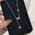 925 Sterling Silver Honeycomb Slim Waist Fish Scale Tassel Necklace