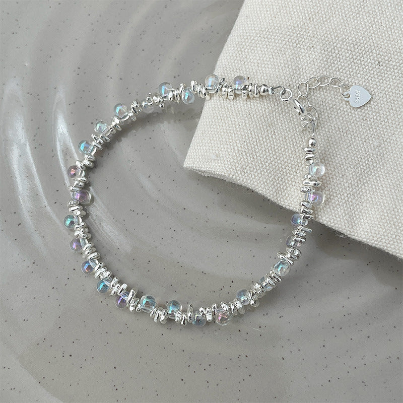 925 Sterling Silver Glass Bead Dreamy Light Bulb Silver Fragment Bracelet