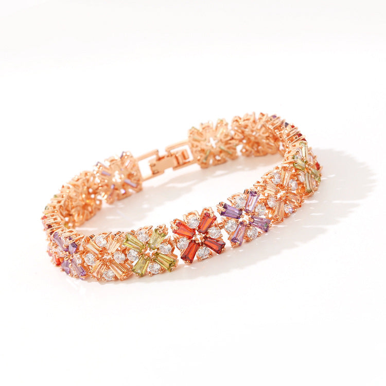 Rose gold women's micro-paved zircon bracelet