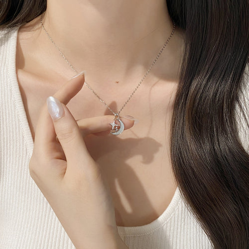 925 Silver Star Moon Shell Choker