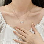 925 Sterling Silver Diamond Flower and Shell Necklace