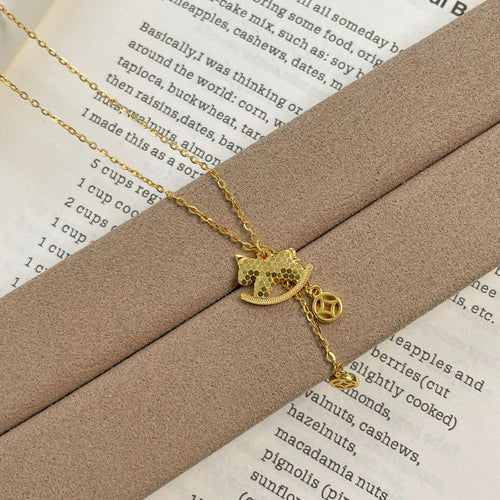 25 Silver Fragments Ice-Shaped Wooden Horse Copper Coin Tassel Necklace