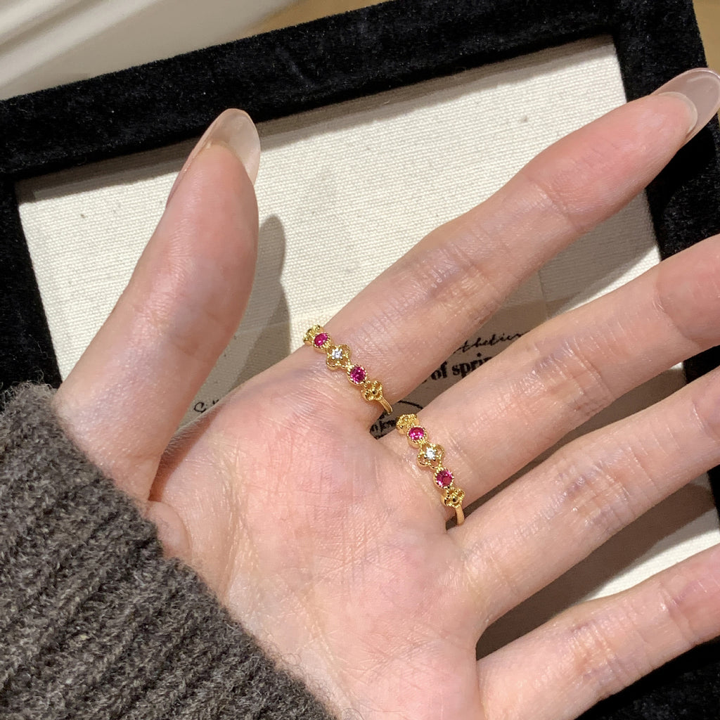 925 Sterling Silver Vintage-Style Four-Leaf Clover Zirconia Ring