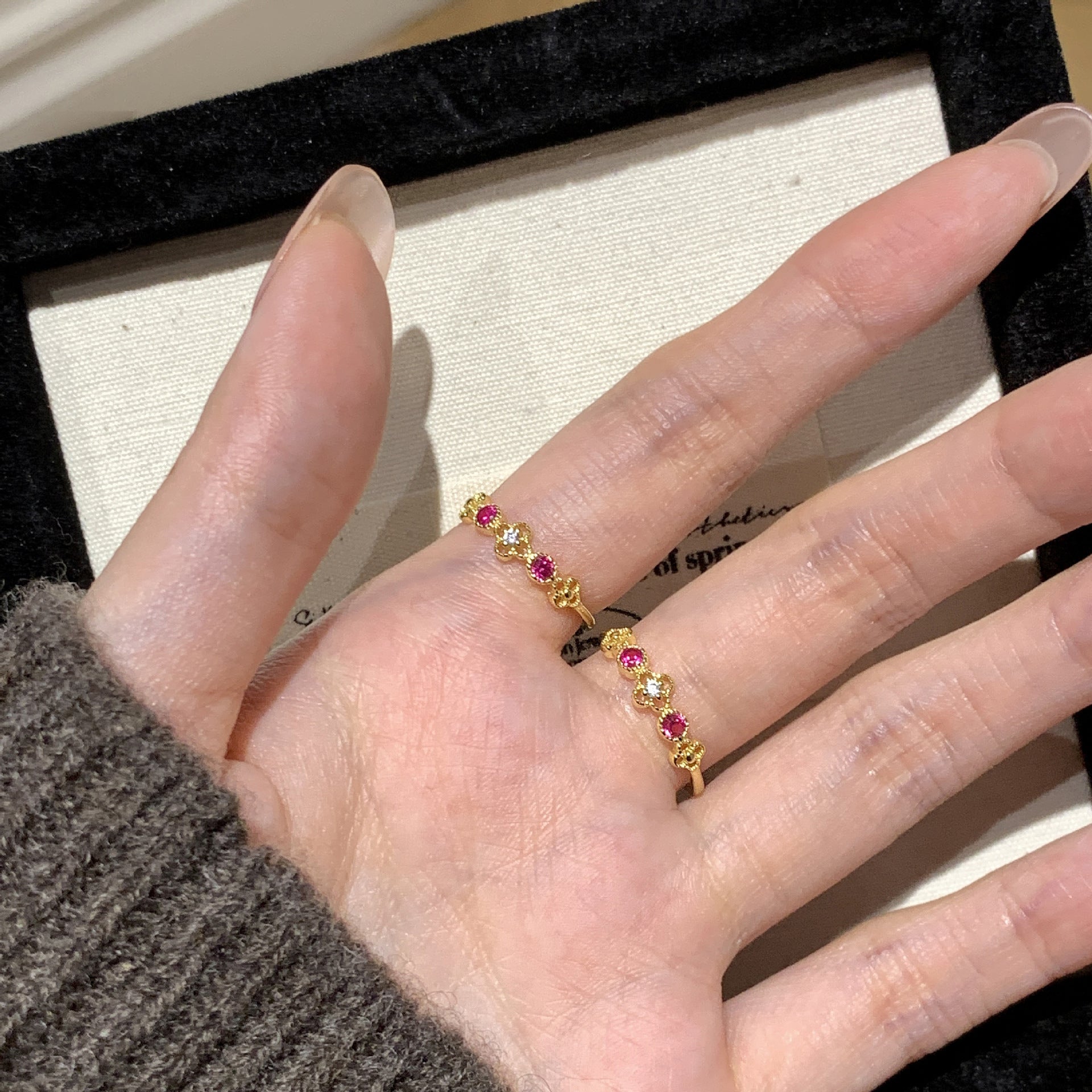 925 Sterling Silver Vintage-Style Four-Leaf Clover Zirconia Ring