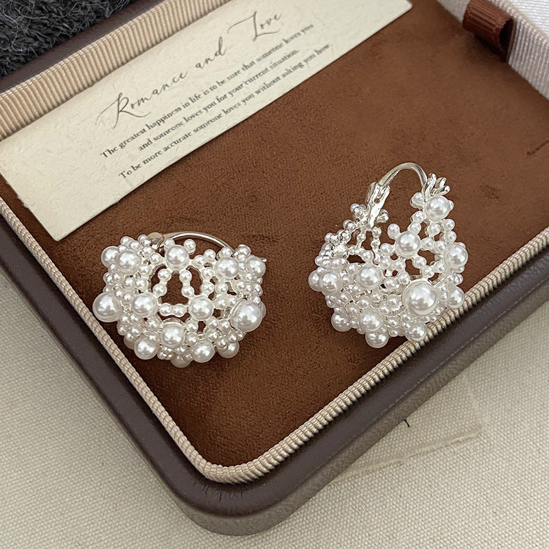 Millet Bead Basket Copper Alloy Ear Clips