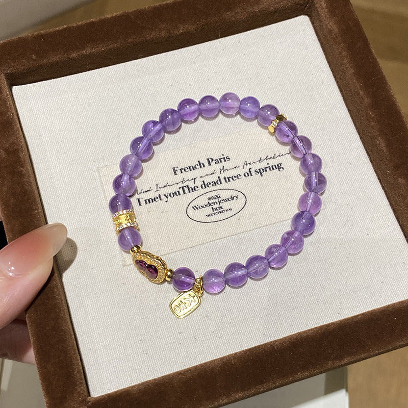 925 Sterling Silver Gourd Natural Amethyst Bracelet