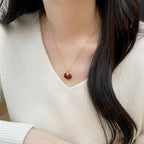 925 Sterling Silver Acacia Bean Red Agate Necklace