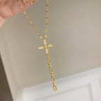 Flashing eight-pointed star compass cross four-leaf clover copper alloy necklace