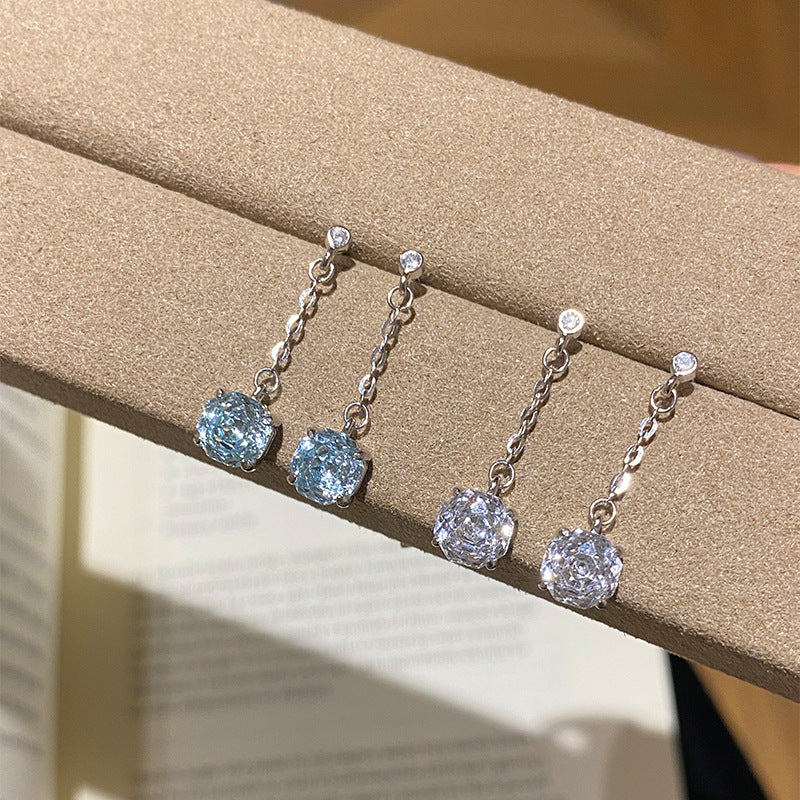 925 Sterling Silver Rose-Cut Colored Zircon Earrings