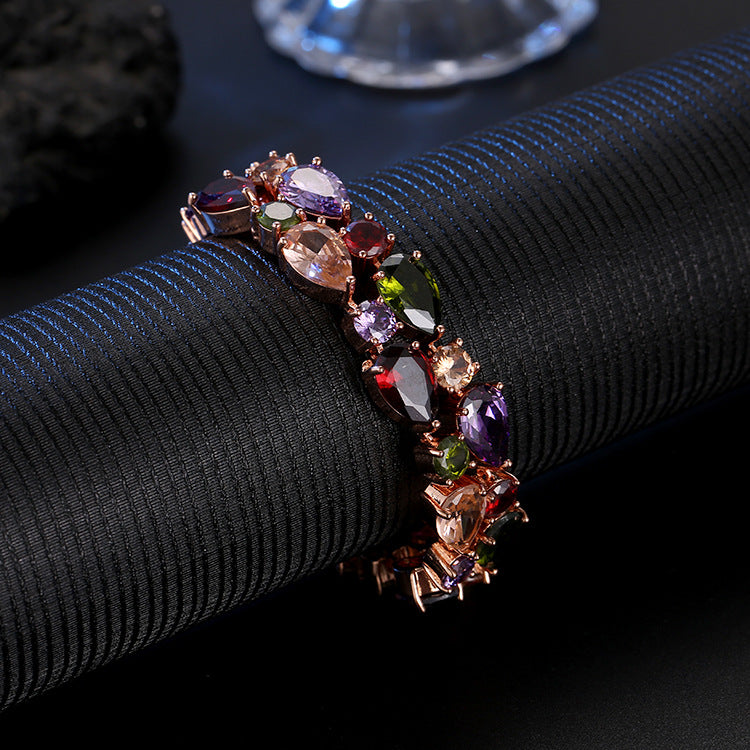 Mona Lisa Rose Gold Women's Seven-Color Zircon Bracelet