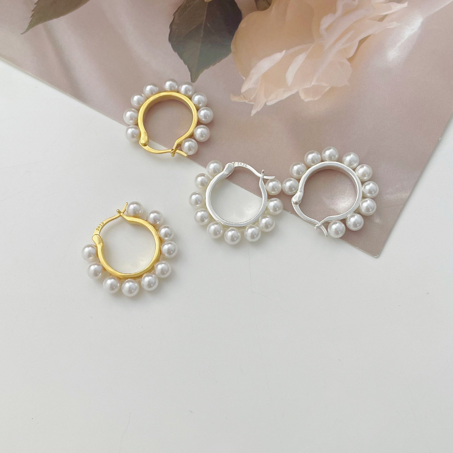 925 Sterling Silver Imitation Pearl Design Earrings