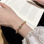 925 Sterling Silver Niche Strawberry Quartz Natural Yellow Tower Crystal Green Phantom Quartz Bracelet