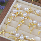Golden Leaf Zircon Pearl Copper Alloy Set