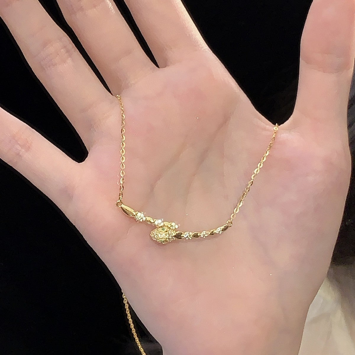 925 Sterling Silver Serpent Zircon Necklace