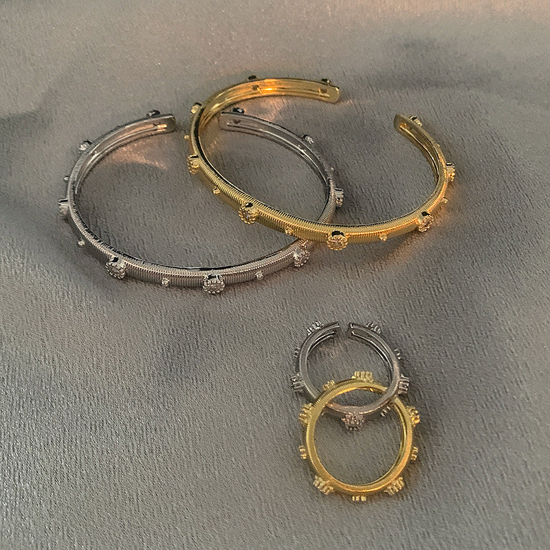 Brushed Zircon Bracelet Set