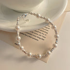 925 Sterling Silver Beaded Imitation Pearl Bracelet