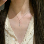 999 Sterling Silver Brushed Diamond Teardrop Necklace