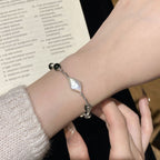 925 Sterling Silver Natural Irregular Pearl Green Phantom Crystal Bracelet