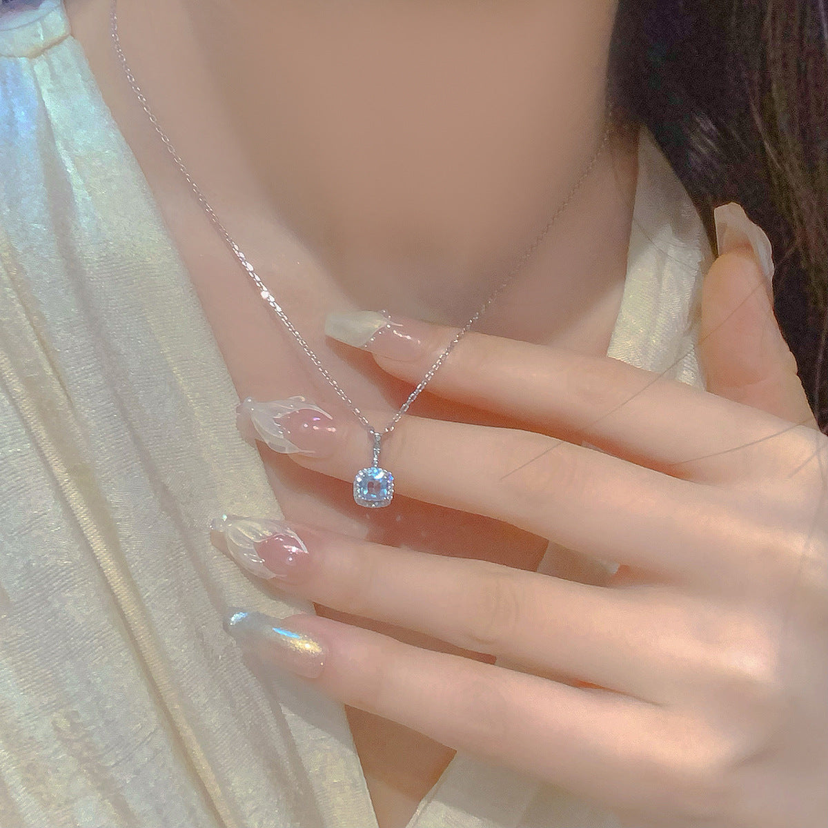 Mint Mambo Luxury French Necklace Set - Lake Blue Copper Alloy