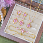Pink Zircon Exquisite Butterfly French Luxury Copper Alloy Set