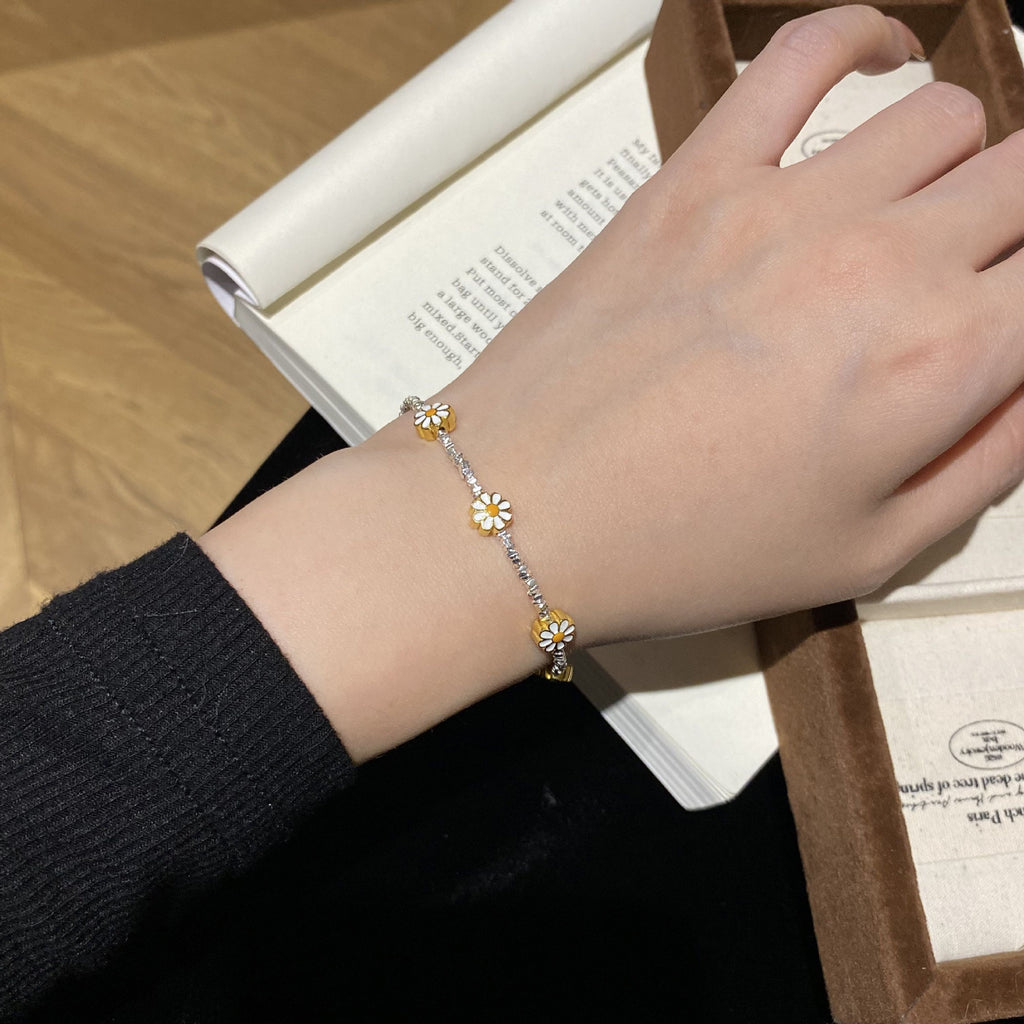 925 Sterling Silver Daisy Fragment Silver Flower Necklace