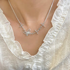 Blue zircon butterfly and flower super sparkly full diamond copper alloy bracelet