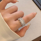 Fully sparkling zircon copper alloy open ring