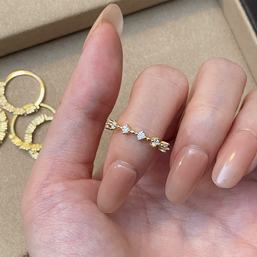 925 Silver Exquisite High-End Stacked Ultra Sparkling Row Diamond Ring
