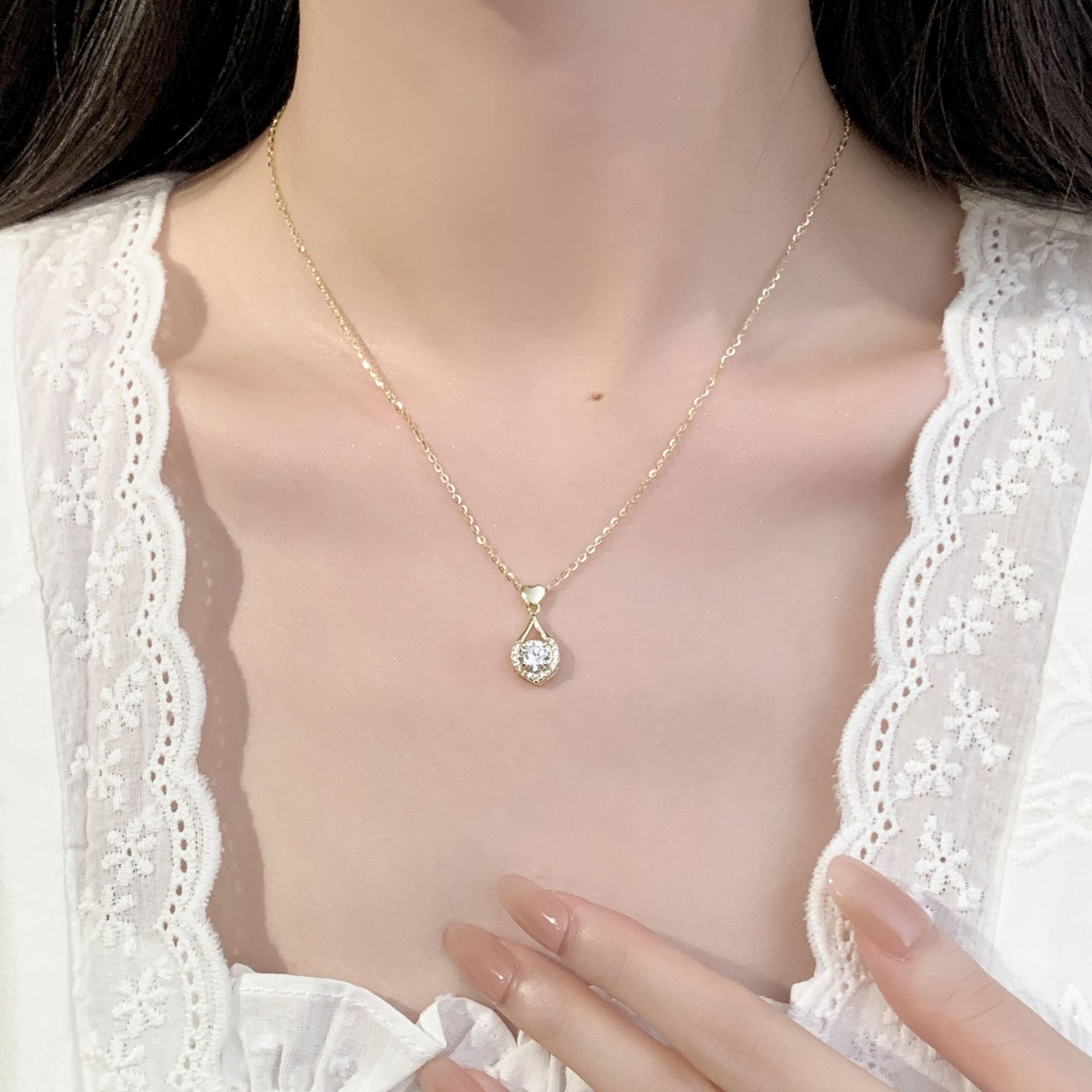 925 Sterling Silver Angel's Tears Heart-Shaped Necklace