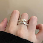 925 Sterling Silver Luxury Niche Eight-Pointed Star Matte Brushed Ring