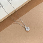 925 Sterling Silver Octagonal Rose-Cut Aquamarine Rose Zirconia Necklace