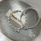925 Sterling Silver Lily of the Valley Orchid Freshwater Pearl Silver Bead Bracelet