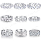 925 Sterling Silver High Carbon Diamond Full Diamond Stackable Ring