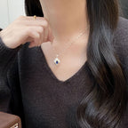 925 Sterling Silver Exquisite Emerald Vintage Brushed Pigeon Egg Necklace