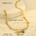 Stainless steel water drop zircon pearl pendant round tag women's bracelet