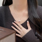 925 Sterling Silver Exquisite Emerald Vintage Brushed Pigeon Egg Necklace