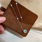 S925 Sterling Silver Super Sparkling Rose Cut Tricolor Necklace