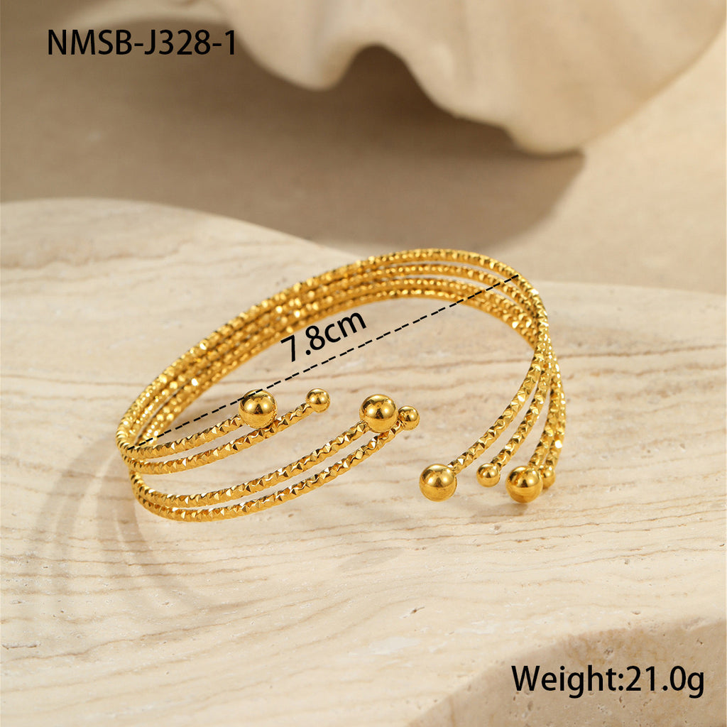 Stainless steel 18K gold plated bracelet ring with non-fading gold engraving