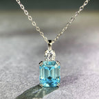 925 Silver Aquamarine High Carbon Diamond Set