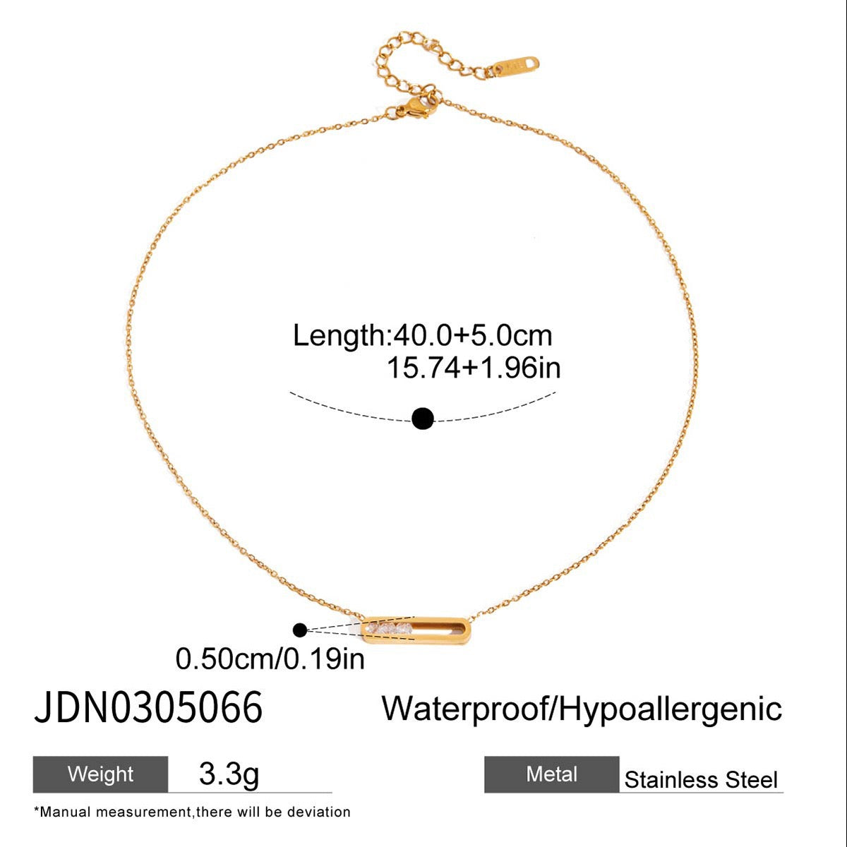 Stacked rhinestone cross stainless steel clavicle chain, colorfast and luxurious