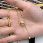 925 Sterling Silver Vintage Style Rubik's Cube Heart Bead Tassel Necklace