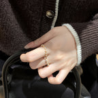 925 Sterling Silver Exquisite and High-End Stacked Diamond Ring