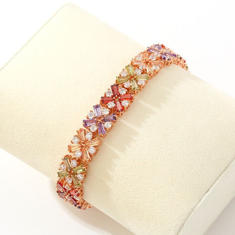 Rose gold women's micro-paved zircon bracelet