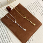 999 Sterling Silver Brushed Diamond Teardrop Necklace